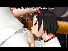 Sporty hentai gal gives hentai oral-sex